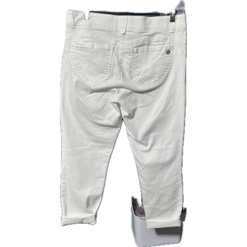 Democracy White Denim Ankle Capri Jeans Ab Solution Stretch Size 8 - Picture 3 of 5